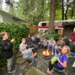 bus, shed, firepit